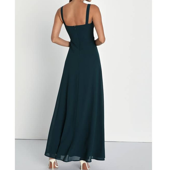 LULU'S XS Green Emerald Remarkable Square Neck Sleeveless Maxi Dress NEW B168 - Picture 2 of 10